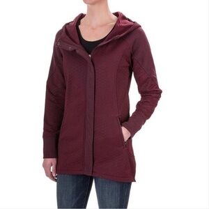 The North Face Garnet Red Zip Up Hooded Recovery Up Jacket